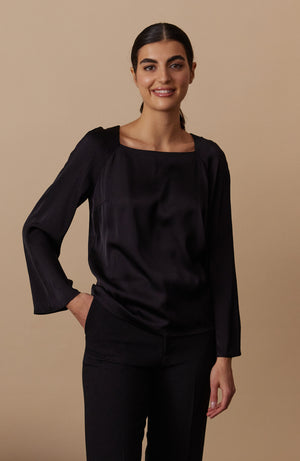 Ana Boat Necked Silk Blouse